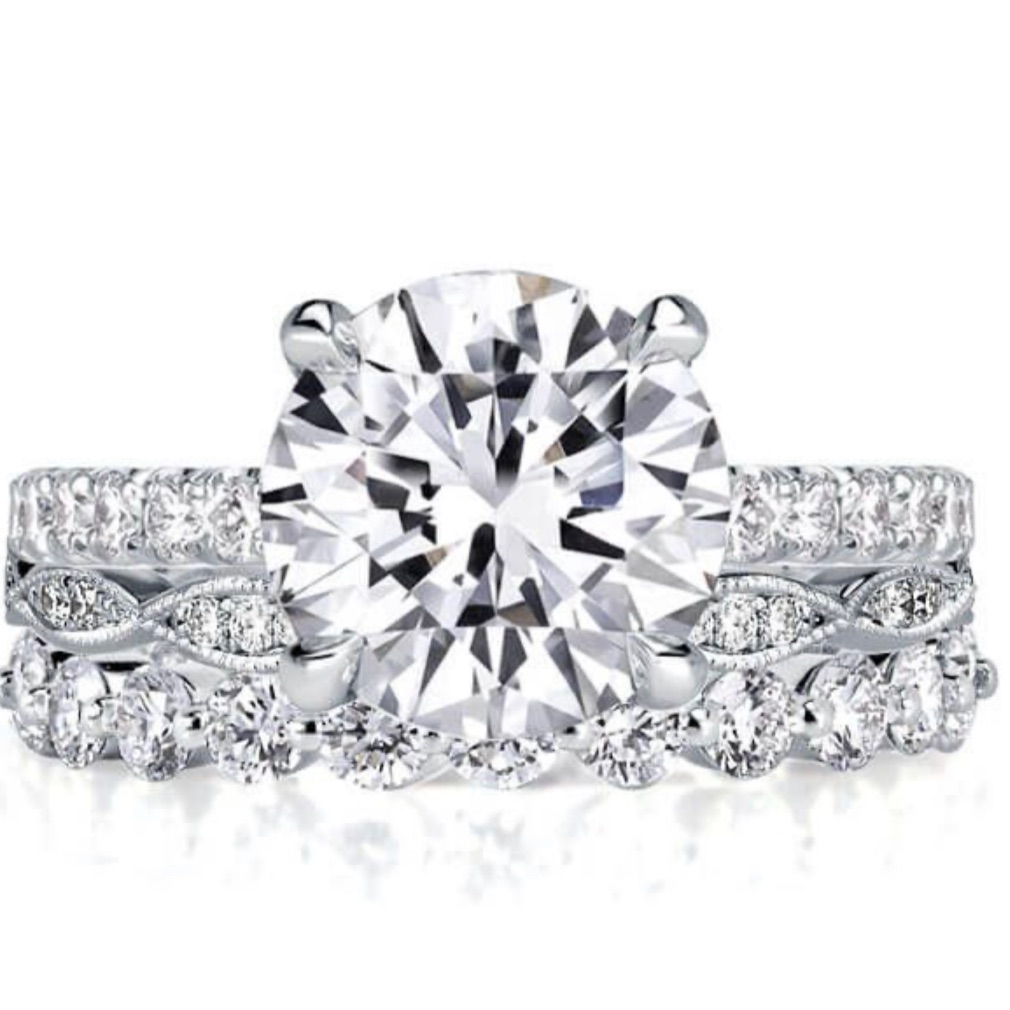 Italo Classic White Sapphire Round Cut 3pc Wedding Set